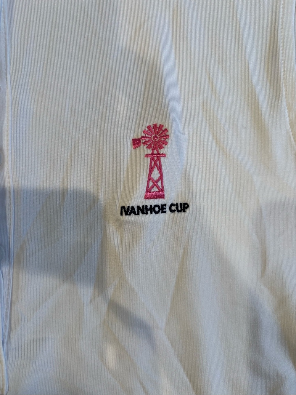 GOLFTINI Women’s White Sleeveless Polo Tank with Pink Logo - Picture 4 of 4